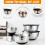 Rostfria skålar med lock, set, 7 delar 2