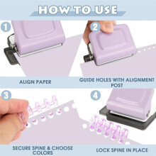 Spiral Binding Machine- 6 Hole Puncher, Punches Holes B5,A4,A5 Paper, with Binder Rings, Index Sticker and Card