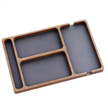 Wooden Office Desktop Storage Box Solid Wood Partition Storage Box Mobile Phone Headphone Debris Wooden Storage Tray