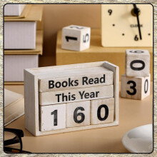 Books Read This Year Counter,Wooden Book Tracker for Reading Goal Display, Book Counter Sign Bookshelf Decor Accessories
