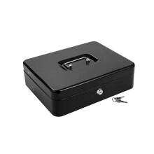 Caixa de Dinheiro Caixa de Metal com Bandeja e Fechadura com Chave, Caixa de Dinheiro com Travamento em Camadas, Cofre Durável com 4 Notas, 5 Slots