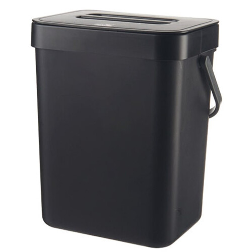 Space-Saving Quiet-Close Trash Can, Eco-Friendly Sealed Bin for Kitchen & Office, No Electricity Needed Black-3L