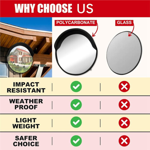 12 Inch Acrylic Convex Mirror, Adjustable Wide Angle View Indoor Security Mirror, Corner Security Blind Spot 2