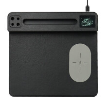 Conjunto de Presente para Escritório: Mouse Pad com Carregamento Sem Fio de 15 W, Tapete de Mesa com Carregamento Sem Fio de 5 W, Ideal para Empresas