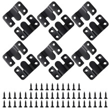 12PCS Black Mount Bracket Interlock Hanging Buckle Z Clips Headboard Wall Mounting Brackets with 48PCS Screws