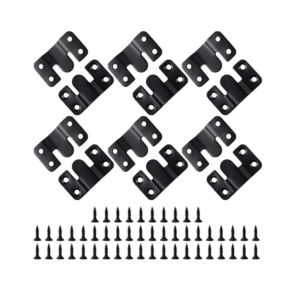 12Pcs Black Mount Bracket Interlock Hanging Buckle Z Clips Headboard Wall Mounting Brackets With 48Pcs Screws 4711984286903