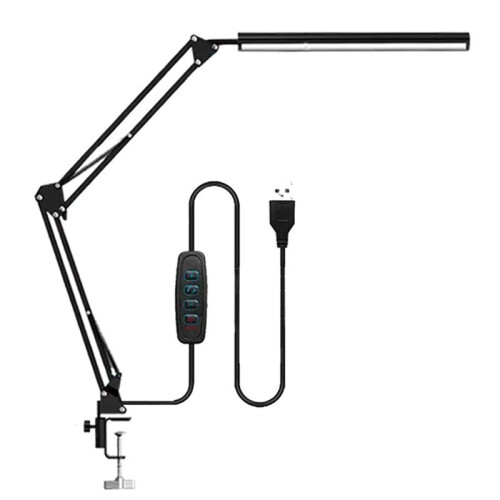 DeskLamp Adjustable Foldable Double Swing Arm Light Eye-Caring for Dormitory Study Office Architect Task Lamp Dimmable A