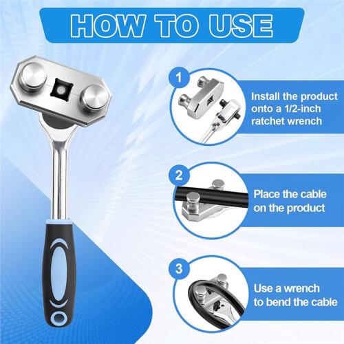 3 Pack Cable Bending Tool, Connects to 1/2'' Ratchet, Bends  to 500 , Convenient Labor Saving Wire Benders 1