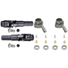 2 Pcs Metal Universal Drive Shaft for WPL C14 C24 C34 C44 B14 B16 B24 B36 1/16 & 1set Metal Steering Cup Turn Cup Kit