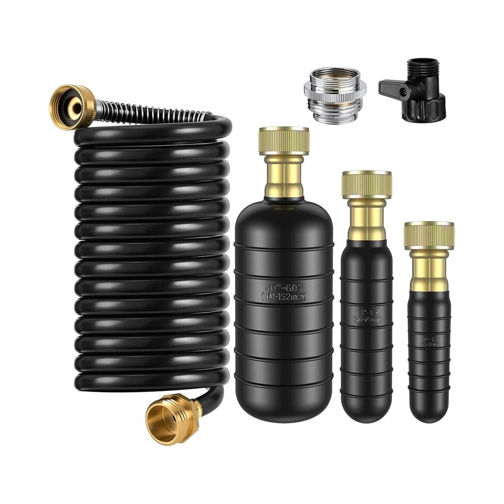 3Pcs Drain Bladder Kit,Drain Cleaning Bladder Fits 1In To 6In Pipes,With Retractable Hose,Shut-Off Valve &Faucet Adapter 6032814261456
