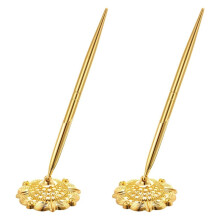 2 Stuks Gouden Holle Ronde Pennenhouder, Metalen Pennenstandaard, Set Handtekeningpennen, Set Handtekeningbalpennen