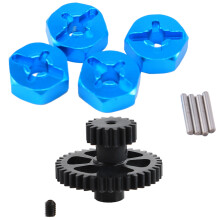 4Pcs Hexagonal Combiner Wheel Rim 7mm Upgrade 12mm Adapter with Reduction Gear + Motor Gear,for 1/18 Tires