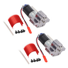 2X 370 Brushed Motor+Alloy Heat Sink Gear Box Set with Steel Gears for WPL Henglong C14 C24 B14 B24 B16 B36 4X4 6X6