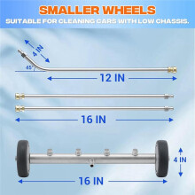 Undercarriage Pressure Washer Attachment, 16" Under Car Cleaner for Low-Clearance Vehicles, 4000 PSI