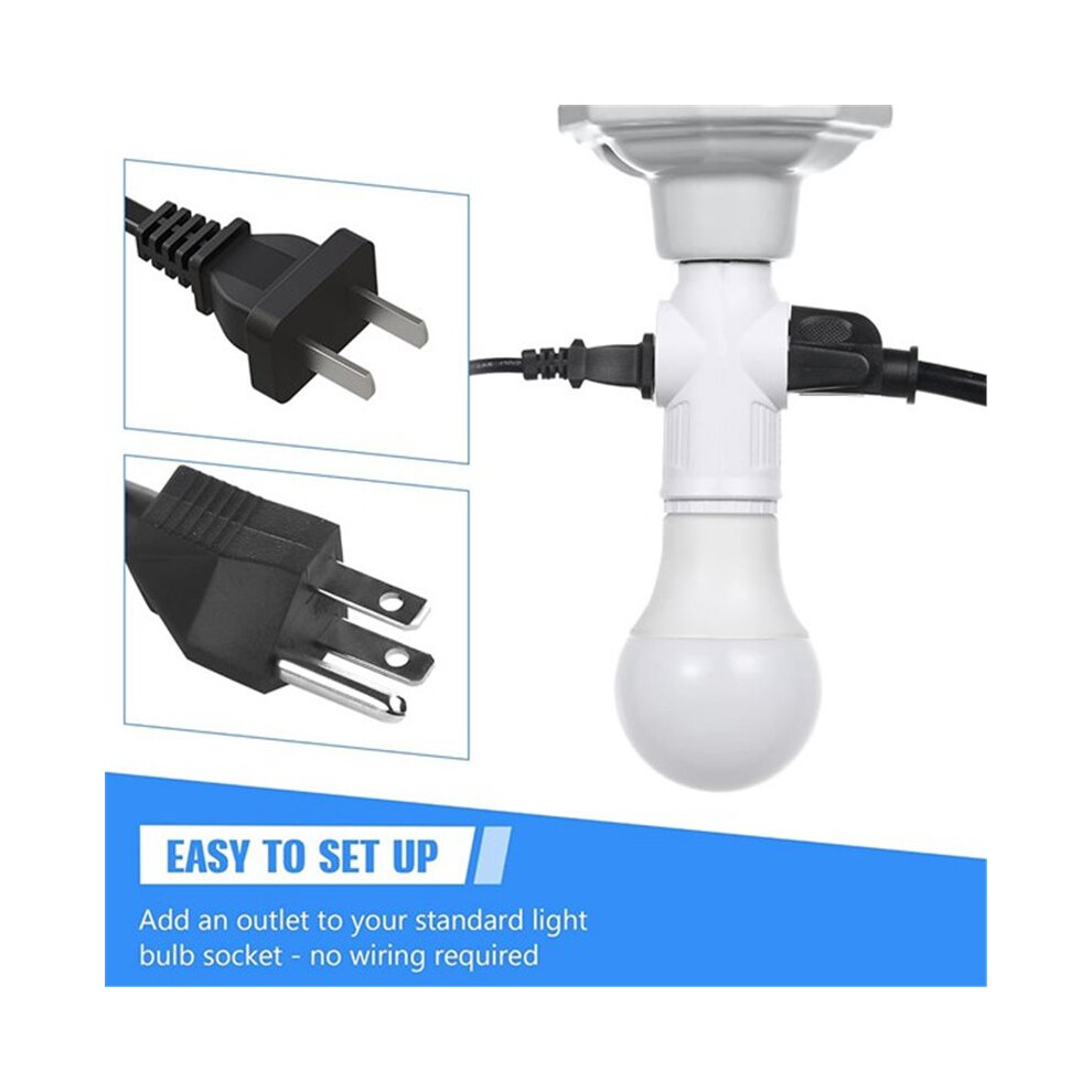 2 Pcs Socket To Plug Adapter,Convert E26 Socket To 3 Prong Outlet Adapter, Screw In Outlet For Lamp Sockets Light 4711830283087