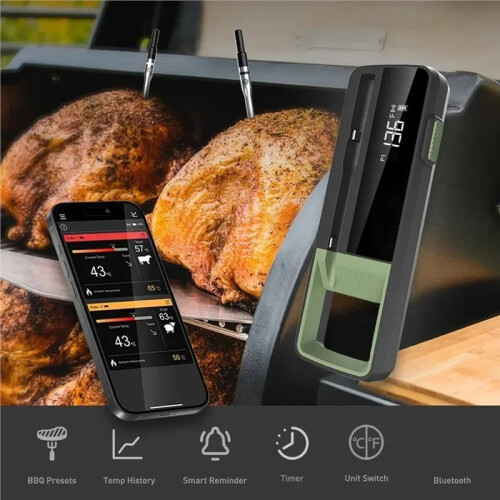 Wireless Meat Waterproof Probe  Digital Kitchen with Temperature Display Screen & APP 1