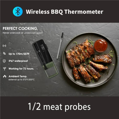 Wireless Meat Waterproof Probe  Digital Kitchen with Temperature Display Screen & APP 2