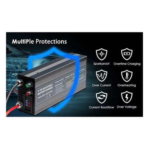 14.6V 60A Current Voltage Adjustable Battery Charger Input for Lithium Iron Phosphate Ternary Lithium Lead Acid EU Plug 2