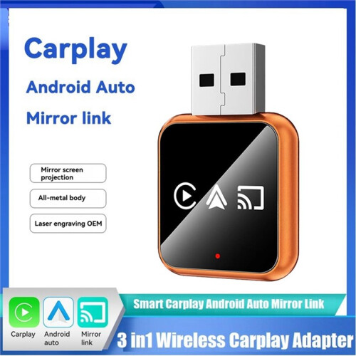 Adattatore Carplay Wireless 3 In 1  Mirror Link Carplay per Android Auto Dongle USB Carplay Cablato per Android 1