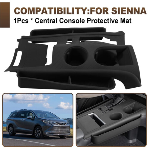 For  Sienna Central Console Silicone Protective Mat Cup Holder Mat Interior Modification Accessories Black 1
