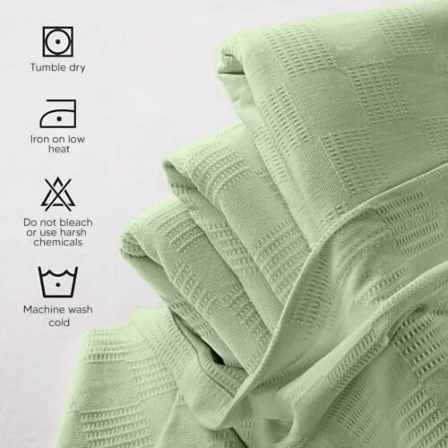 Κουβέρτα από βαμβάκι Sage Green Twin 90x72 ίντσες 350 γρ. 2