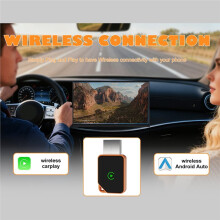 2in1 Wired to Wireless CarPlay Car Connector Box with Orange Wireless Car Adapter