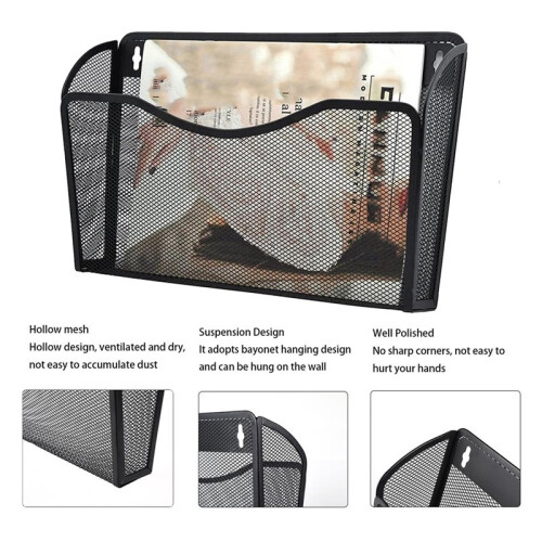 3 Pack Wall File Organizer, Mesh Hanging Metal Vertical Wall Mounted File Holder for Office/Home 2