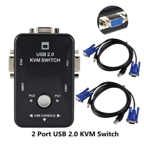 Per  KVM USB 2.0 per Switcher 1920x1440 VGA SVGA per  Splitter Box 2 Porte con Due Cavi 1