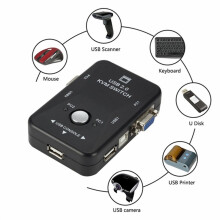 USB 2.0 KVM-för 1920x1440 VGA SVGA-för Switchsplitterbox 2-Portars med Två Kablar
