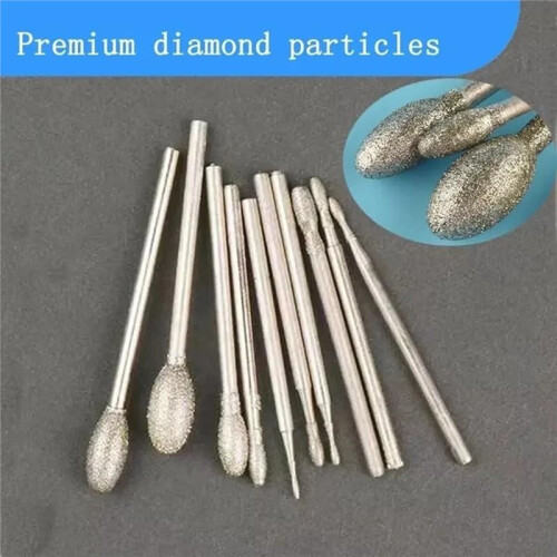 10 Pcs Burr, 3/32 Inch Shank Stone Carving Bits for Rotary Tools (Oval Shape) 1