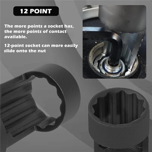 Strut Nut Socket Tool Set 16/18/19/21/22/24mm with 12 Point 1/2" Drive for Easy Suspension Removal 2