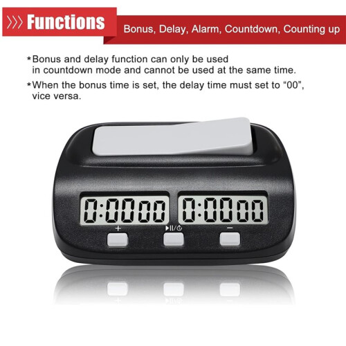Chess Clock, Board Game Timer, Portable Digital Chess Timer with and Delay Features and Multiple  Controls 2