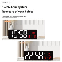 Orologio da Parete Digitale da 16,5" con LED/Funzione Sveglia/Timer/Display Della Temperatura, Orologio Digitale Elettronico C