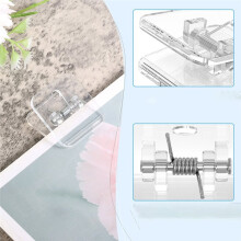 100 Pcs Square Self Adhesive Clips Transparent Hangers Wall Clips for Hanging Postcard Photos Home Office
