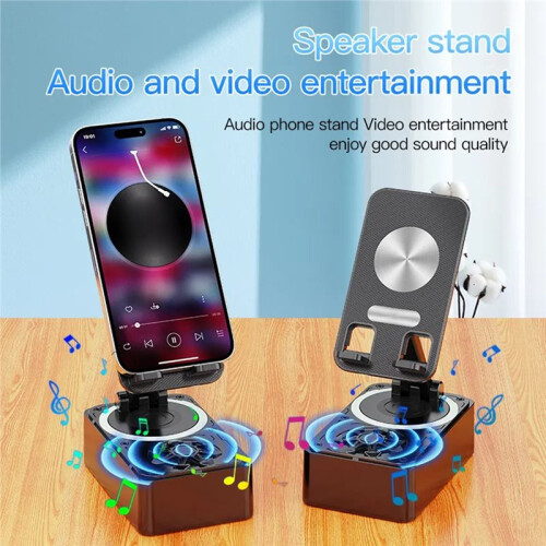 Cell Phone Holder Stand with  Speaker Adjustable Desktop Live Tablet Bracket Support Portable Wireless Speaker 1