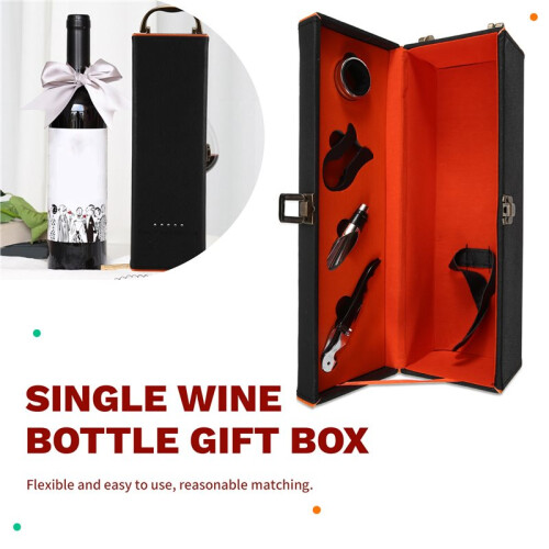 Single Wine Bottle Gift Box , Portable Carrying Case Bottle Holder with Handle Gift Box Case Holder