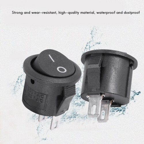 5 Pcs SPST Black Button /Off Round Rocker  AC 6A/125V 3A/250V 2