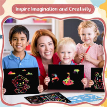 3 Packs Art for Kids, Rainbow Scratch Notebook Paper Art Gifts for Kids Art  Birthday Party Games