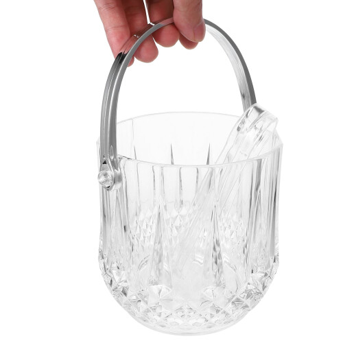 Set mit 2 tragbaren Eisbehältern aus Kunststoff mit Eiszange (transparent) 1