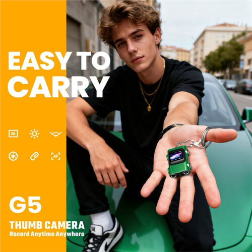 2K Keychain Thumb Camera Action Camera Retro Support Memory Card Camcorder Video Recorder Necklace Camera A 2