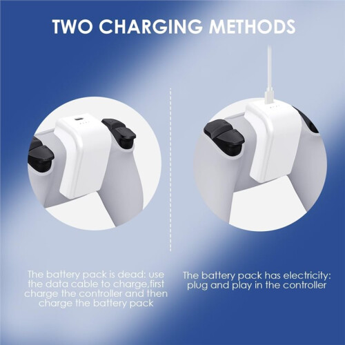 2Pcs 1800MAh Battery Pack  and Charge Kit for PS5 Controllers with USB Type C Charging Cable and LED Indicator 2