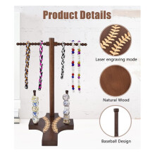 Présentoir à Bijoux en Bois en Forme de Tour, pour Colliers et Bagues de Championnat (Baseball ou Softball)