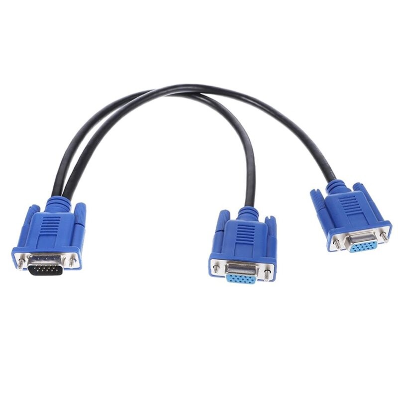 VGA Splitter Dual Monitor Cable 1 Male to 2 Female Adapter Converter ...