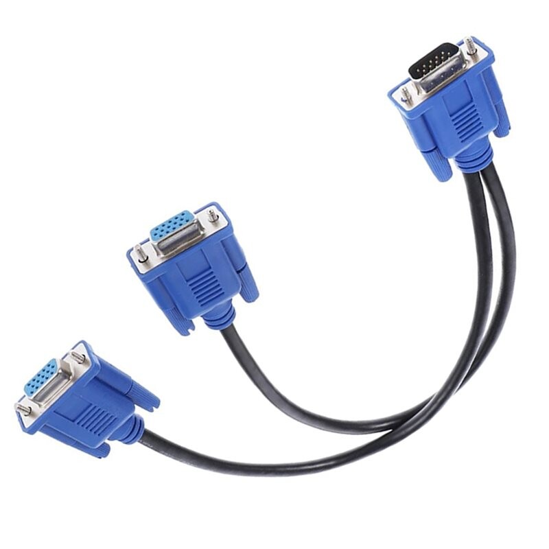 VGA Splitter Dual Monitor Cable 1 Male to 2 Female Adapter Converter ...