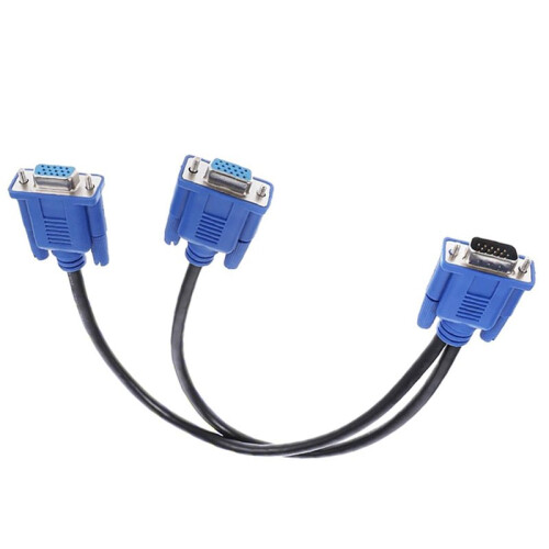 VGA Splitter Dual Monitor Cable 1 Male to 2 Female Adapter Converter ...