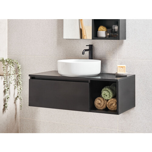 Beliani Wall Mounted Vanity Unit RUPANCO 80 cm Black 1