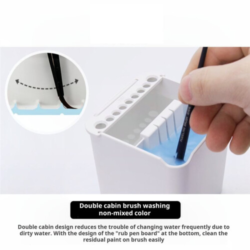 2 In1 Dual-Compartment Brush Cleaning Pot with Absorbent Pad for DIY Modeling Brushes 2