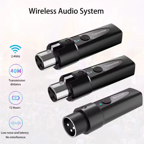 XLR Wireless Microphone Transmitter Receiver 2.4Ghz Microphone Wireless System Rechargeable Wireless Mic Audio Adapter B 2