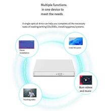 Professionelles Externes DVD-Laufwerk, Schlank, Geräuscharm, USB 2.0, DVD-, VCD- und CD-RW-Brenner/Player, Weiß