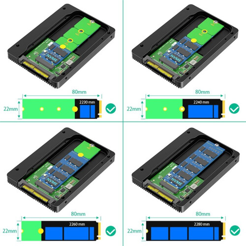 Adaptador SSD NVMe 5.0 para U.2 (SFF-8639) 5.0 de 2,5 Polegadas com Almofada Térmica, Converte SSD M.2 NVMe para U.2. Não Compatível com . 2